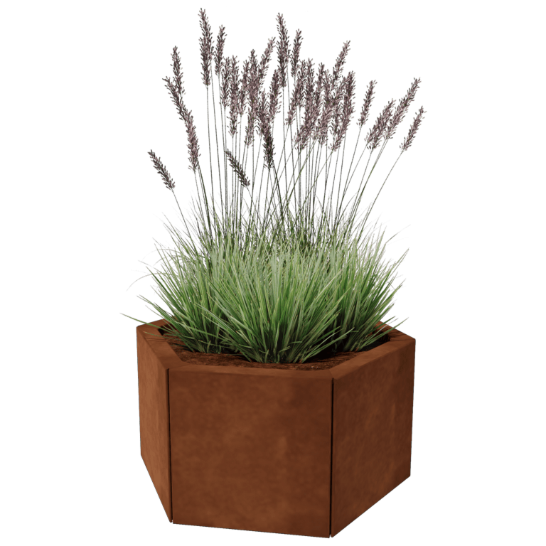 Jardinière en acier Corten - Hexagone - 59,3 x 52 cm