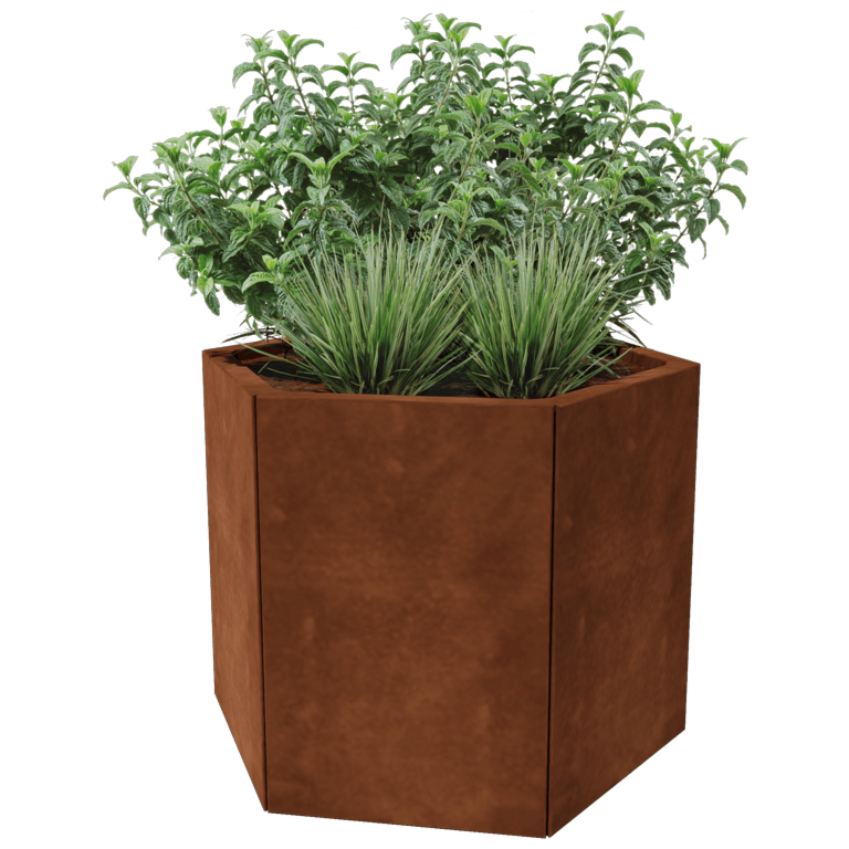 Jardinière en acier Corten - Hexagone - 79,3 x 69,3 cm