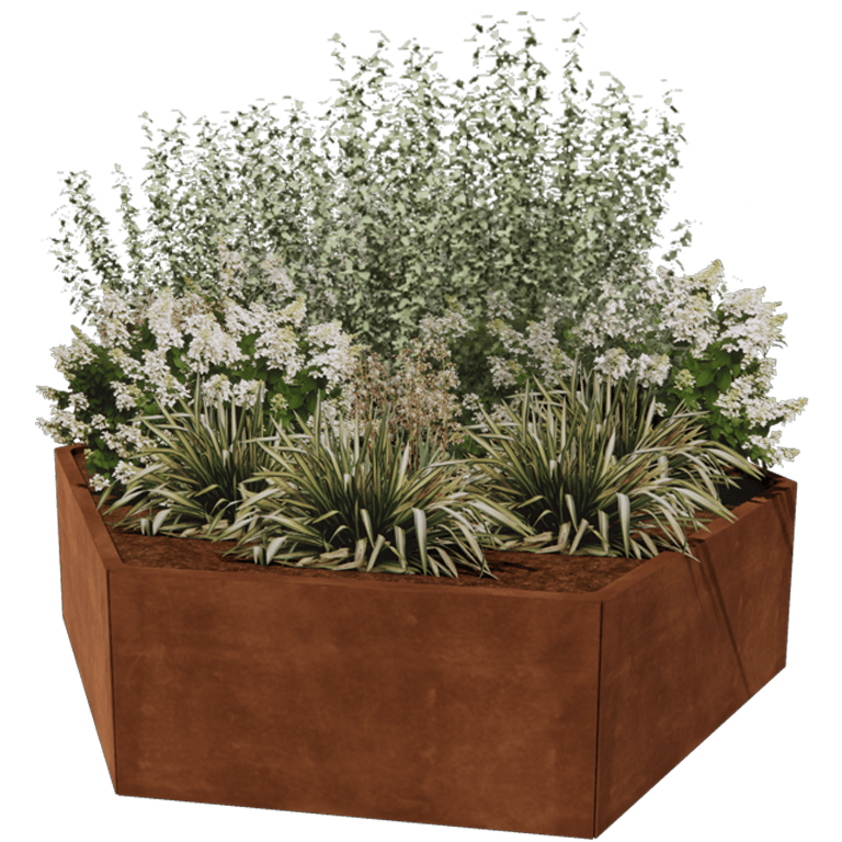 Jardinière en acier Corten - Hexagone - 199,3 x 173,2 cm