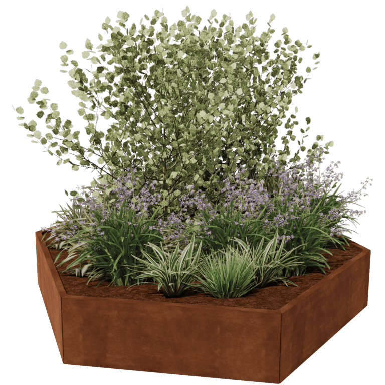 Jardinière en acier Corten - Hexagone - 239,3 x 207,8 cm