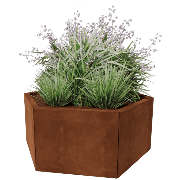 Jardinière en acier Corten - Hexagone - 99,3 x 86,6 cm