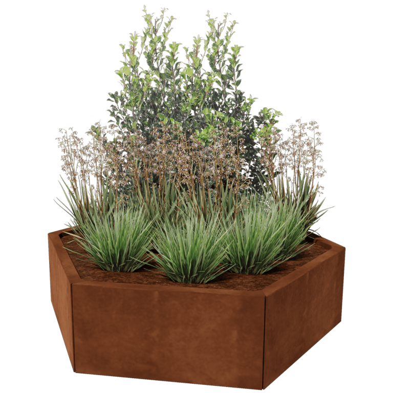 Jardinière en acier Corten - Hexagone - 119,3 x 103,9 cm