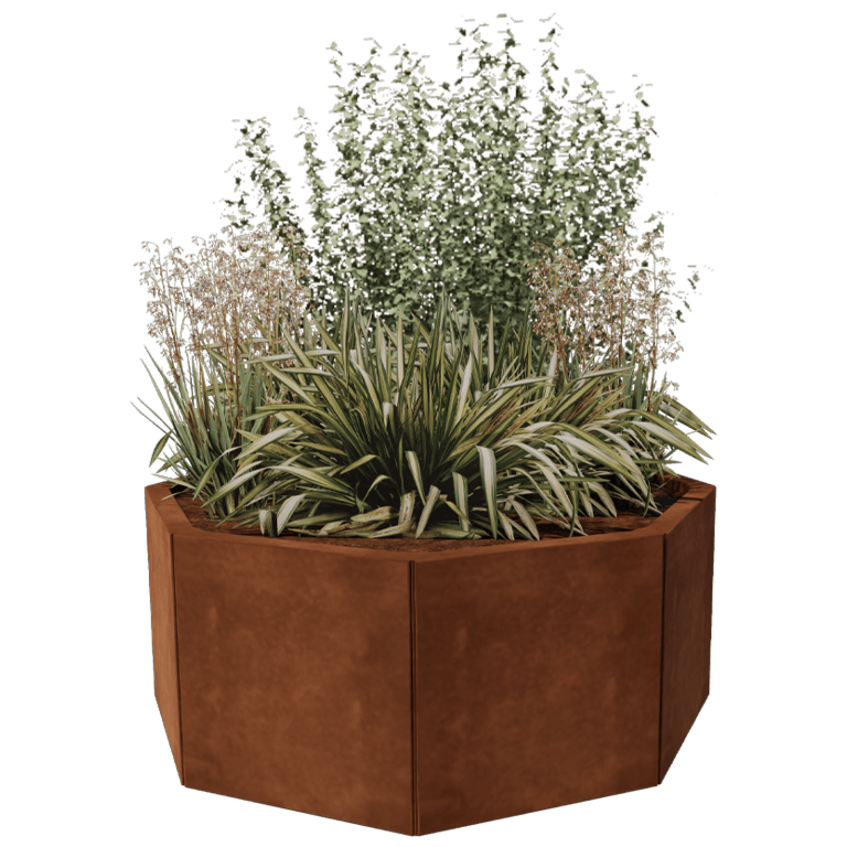 Jardinière en acier Corten - Octogone - 96,6 x 96,6 cm