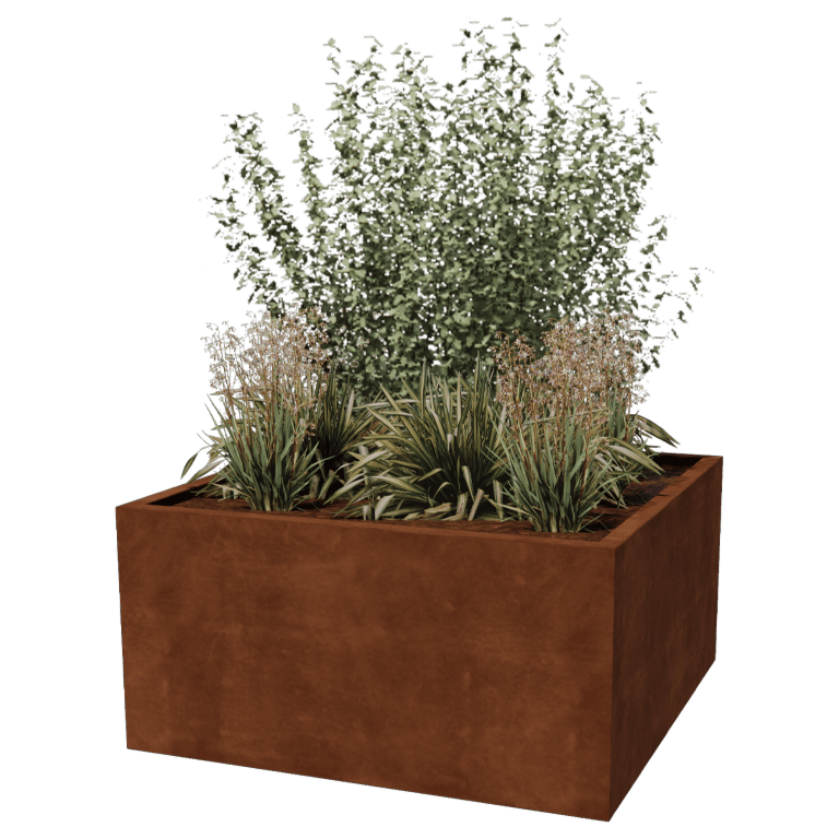 Jardinière en acier Corten - Carré - 120 x 120 x 60 cm - Soudé