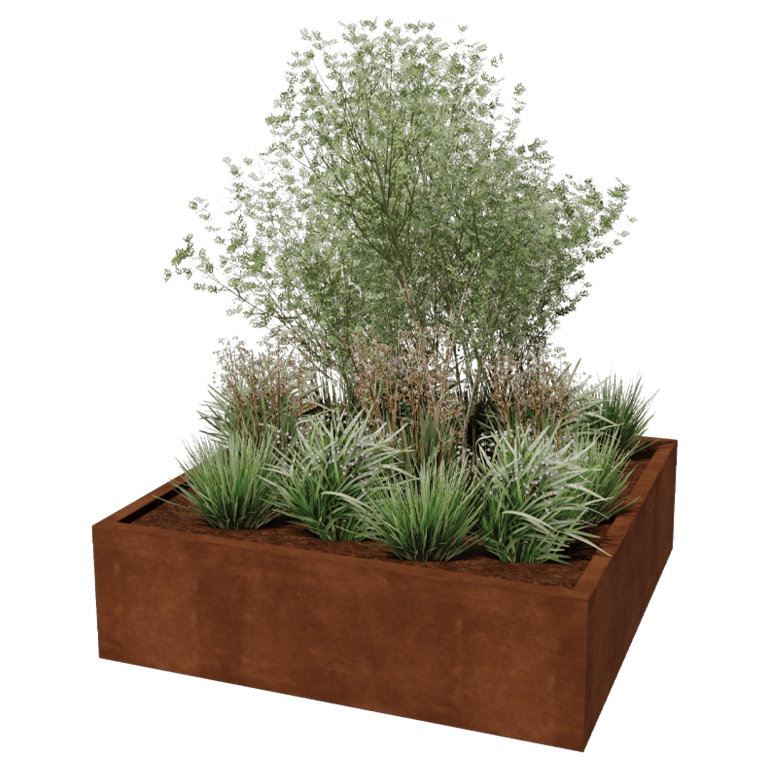 Jardinière en acier Corten - Carré - 140 x 140 x 40 cm - Soudé