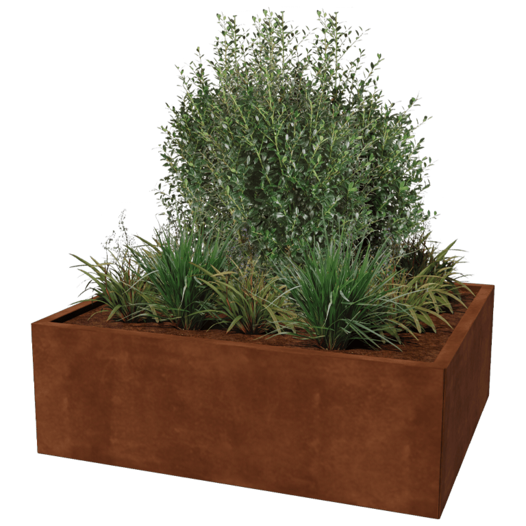 Jardinière en acier Corten - Rectangle - 100 x 120 cm