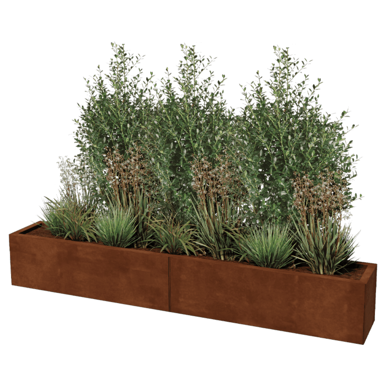 Jardinière en acier Corten XXL - Rectangle - 200 x 30 cm