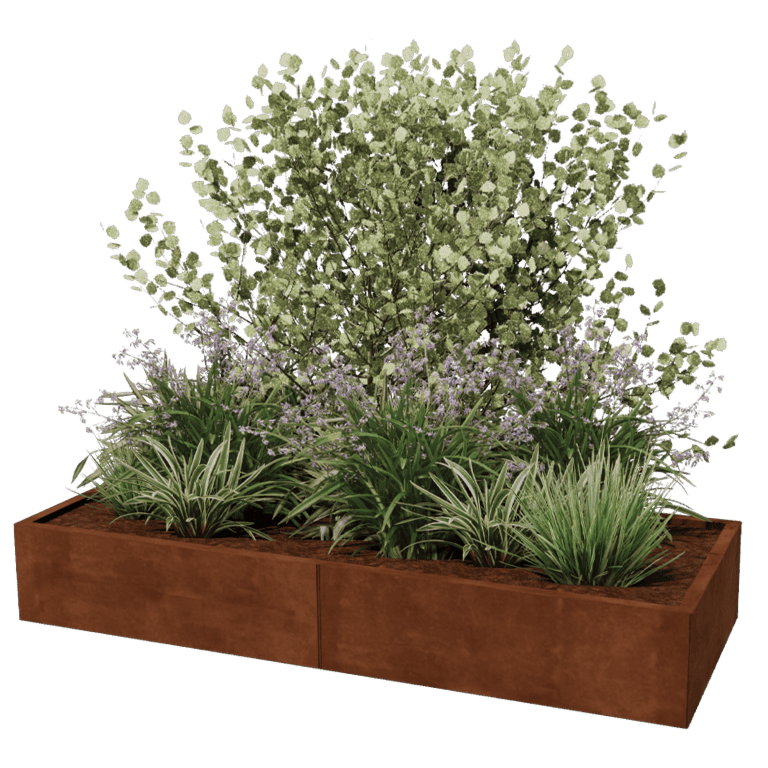 Jardinière en acier Corten XXL - Rectangle - 200 x 80 cm