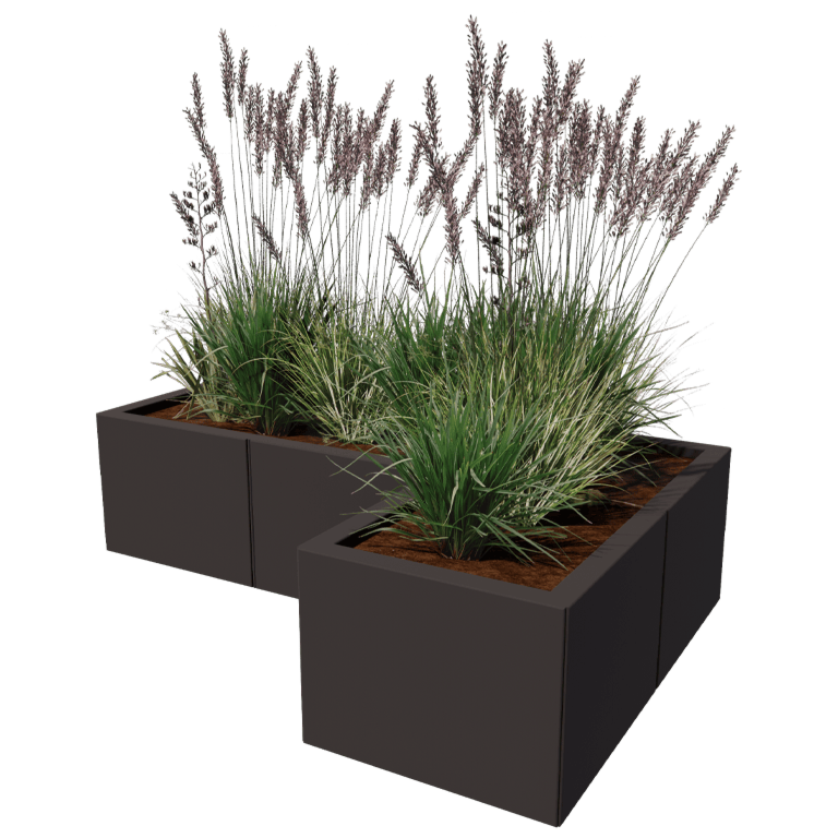 Jardinière en acier - Forme en L - 120 x 80 cm