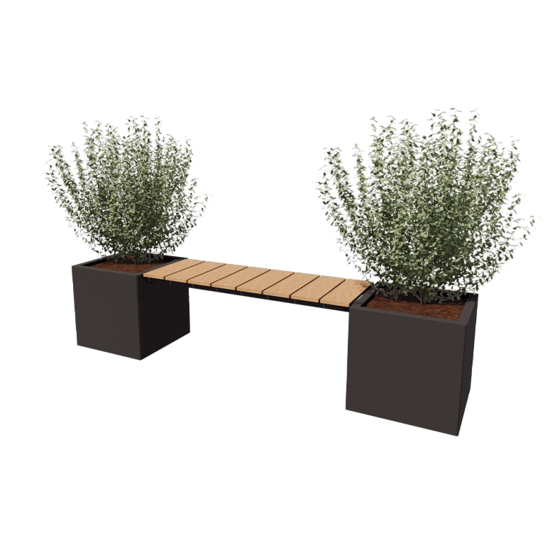 Jardinière en acier - Carré - 221,2 x 50 x 50 cm - Avec banc