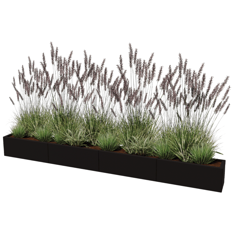 Jardinière en acier XXL - Rectangle - 320 x 30 cm