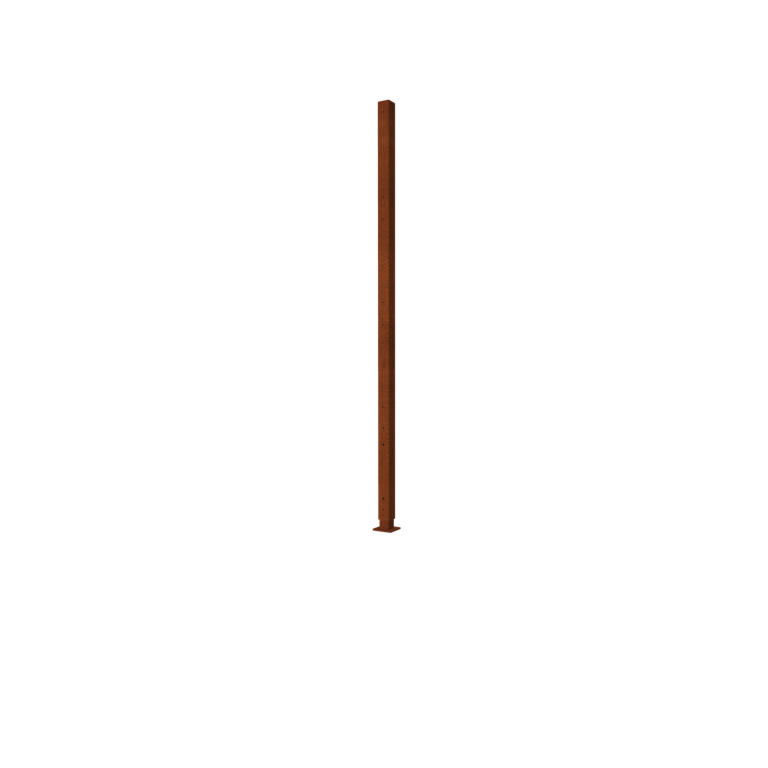 Clôture en acier corten H - Poteau d'angle avec base plate - 190 x 6 x 6 cm