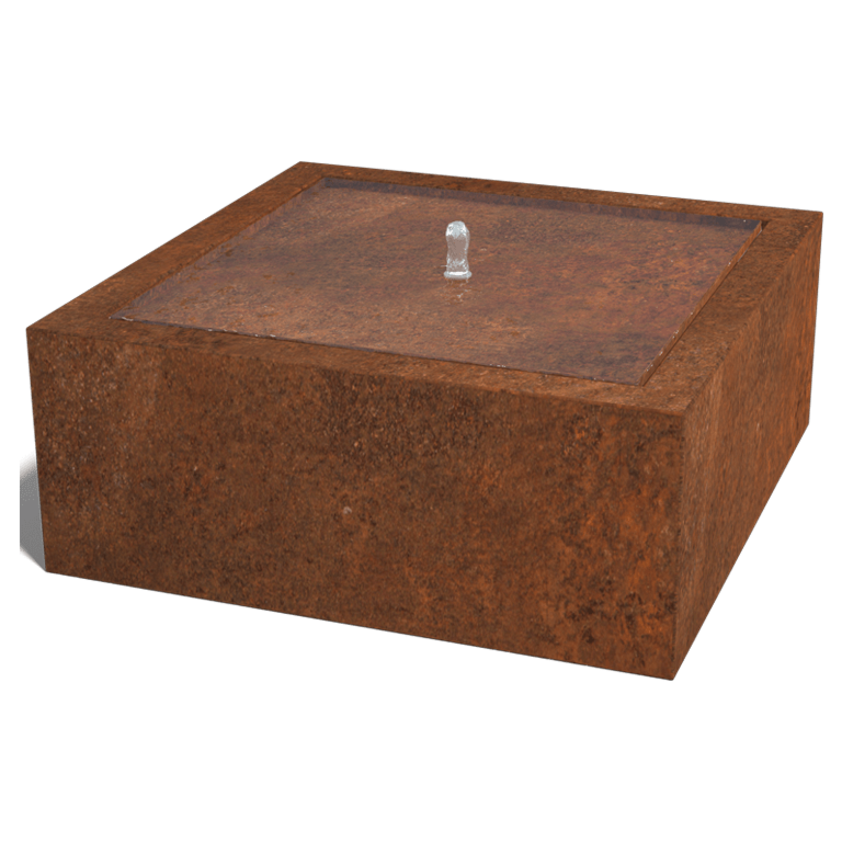 Table d'eau en acier Corten - Lyra - 100 x 100 x 40 cm
