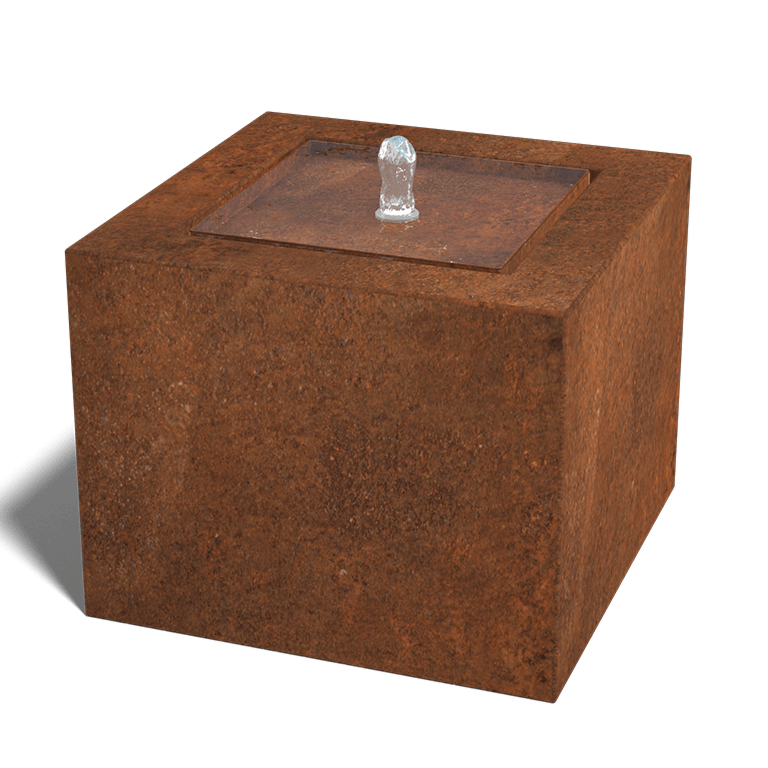 Table d'eau en acier Corten - Lyra - 50 x 50 x 40 cm
