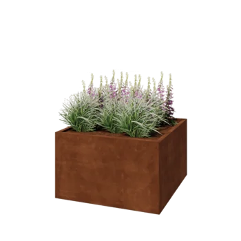 Jardinière en acier Corten - Carré - 100 x 100 x 60 cm - Sanc plaque de fond
