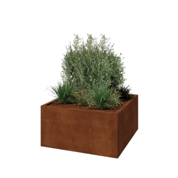 Jardinière en acier Corten - Carré - 100 x 100 x 50 cm - Sanc plaque de fond