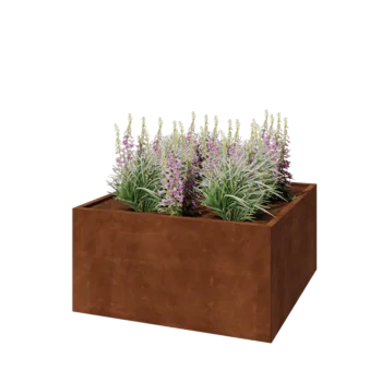 Jardinière en acier Corten - Carré - 120 x 120 x 60 cm - Sanc plaque de fond
