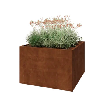 Jardinière en acier Corten - Carré - 120 x 120 x 80 cm - Sanc plaque de fond