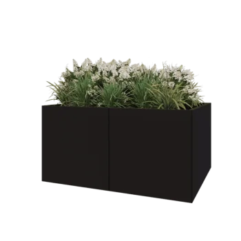 Jardinière XXL en acier - Rectangle - 160 x 120 x 80 cm - RAL9005 mat (noir) - Avec plaque de fond