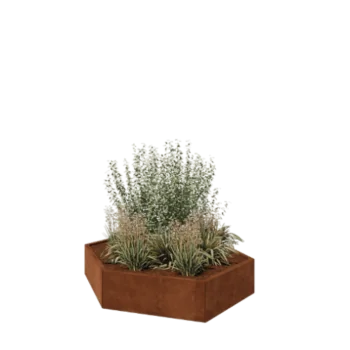 Jardinière en acier Corten - Hexagone - 159,3 x 138,6 x 30 cm - Sanc plaque de fond
