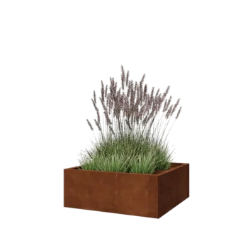 Jardinière en acier Corten - Carré - 80 x 80 x 30 cm - Sanc plaque de fond