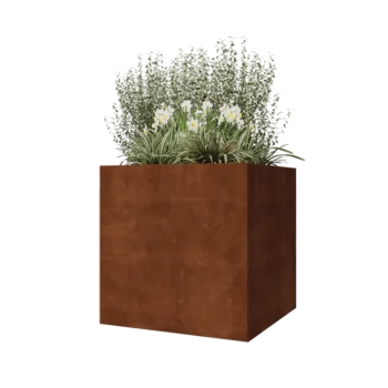 Jardinière en acier Corten - Carré - 80 x 80 x 80 cm - Sanc plaque de fond