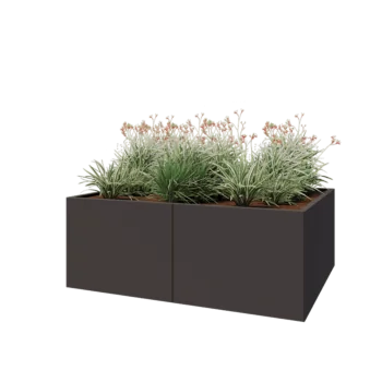 Jardinière XXL en acier - Rectangle - 160 x 120 x 60 cm - RAL7016 mat (gris anthracite) - Avec plaque de fond