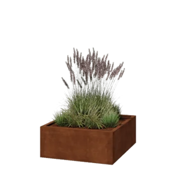 Jardinière en acier Corten - Carré - 100 x 100 x 40 cm - Soudé - Sanc plaque de fond