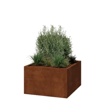 Jardinière en acier Corten - Carré - 100 x 100 x 60 cm - Soudé - Avec plaque de fond