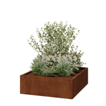 Jardinière en acier Corten - Carré - 120 x 120 x 40 cm - Soudé - Sanc plaque de fond