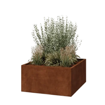 Jardinière en acier Corten - Carré - 120 x 120 x 60 cm - Soudé - Sanc plaque de fond
