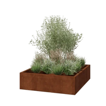 Jardinière en acier Corten - Carré - 140 x 140 x 40 cm - Soudé - Sanc plaque de fond
