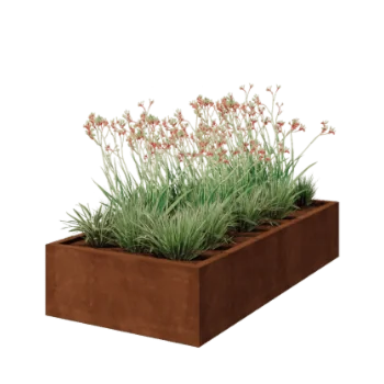 Jardinière en acier Corten - Rectangle - 200 x 100 x 40 cm - Soudé - Sanc plaque de fond