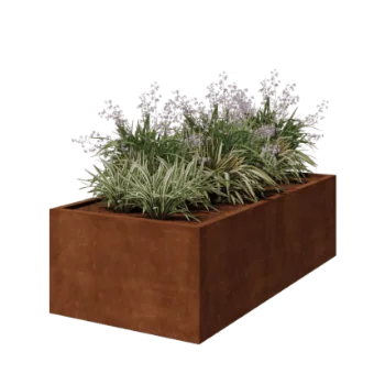 Jardinière en acier Corten - Rectangle - 200 x 100 x 60 cm - Soudé - Sanc plaque de fond