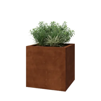 Jardinière en acier Corten - Carré - 70 x 70 x 70 cm - Soudé - Avec plaque de fond