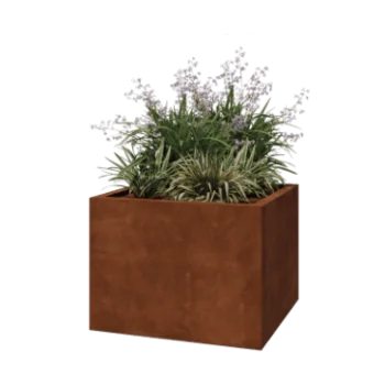 Jardinière en acier Corten - Carré - 80 x 80 x 60 cm - Soudé - Sanc plaque de fond