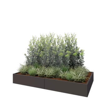 Jardinière XXL en acier - Rectangle - 240 x 120 x 30 cm - RAL7016 mat (gris anthracite) - Avec plaque de fond