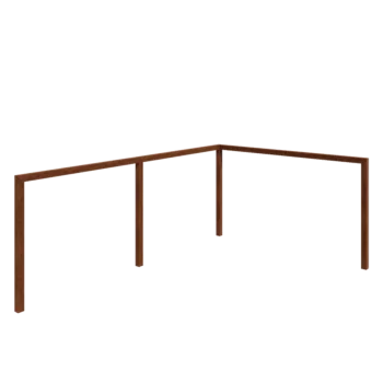 Pergola en acier Corten - Angle - 600 x 412 x 242 cm - Sans plot béton