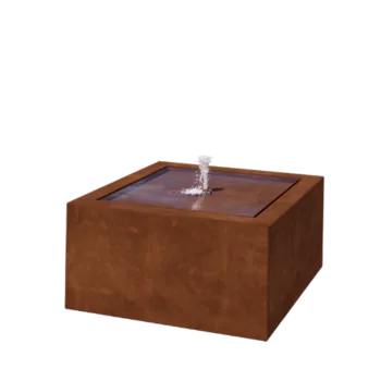 Tables d'eau en acier Corten - Lyra - 80 x 80 x 40 cm - Avec éclairage LED