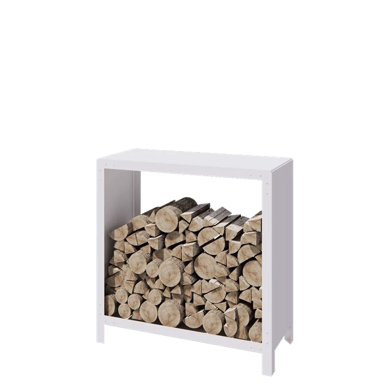 Range-bûches en acier - Indiana - 100 x 40 x 100 cm - RAL9010 mat (blanc)