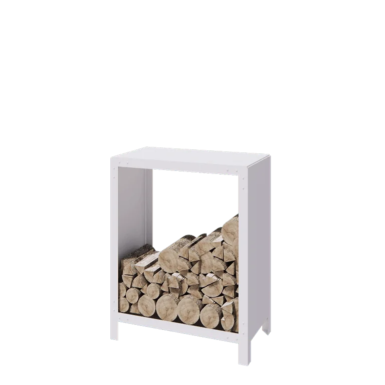 Range-bûches en acier - Indiana - 80 x 40 x 100 cm - RAL9010 mat (blanc)