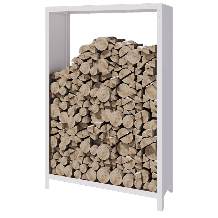 Range-bûches en acier - Indiana - 120 x 40 x 180 cm - RAL9010 mat (blanc)