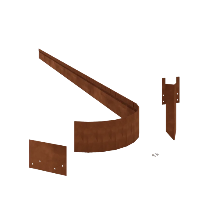 Bordures de jardin en acier Corten - Écrasé FLEX - Hauteur 13 cm - Kit complet 24 mètre