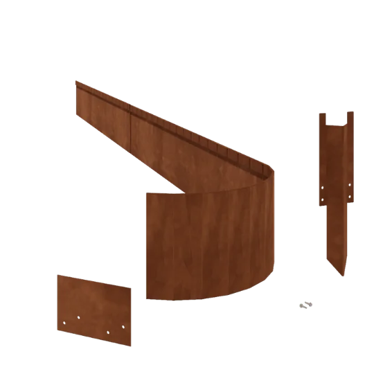 Bordures de jardin en acier Corten - Écrasé FLEX - Hauteur 23 cm - Kit complet 15 mètre