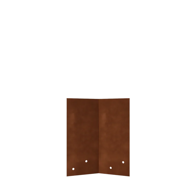 Plaque de jonction en acier Corten - 45° - Hauteur bordures de jardin 22 / 25 cm