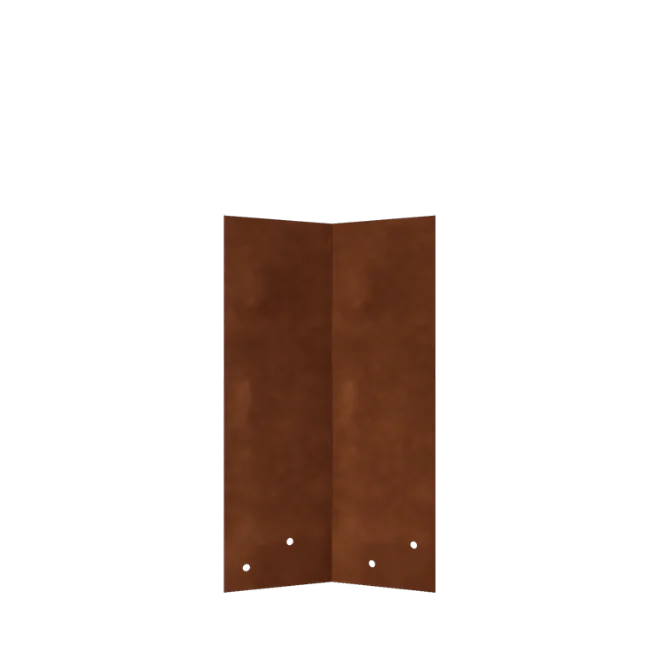 Plaque de jonction en acier Corten - 45° - Hauteur bordures de jardin 34 / 37,5 cm
