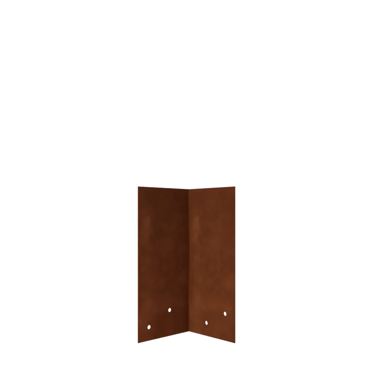 Plaque de jonction en acier Corten - 90° - Hauteur bordures de jardin 22 / 25 cm