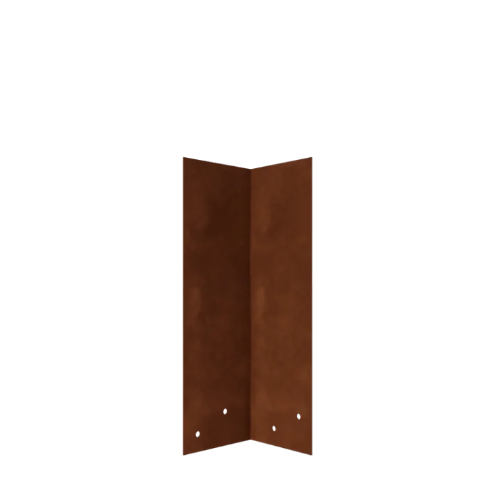Plaque de jonction en acier Corten - 90° - Hauteur bordures de jardin 34 / 37,5 cm