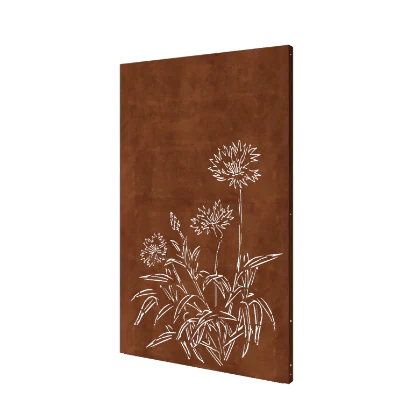 Panneau décoratif en acier Corten - Bleuet - 120 x 6 x 190 cm