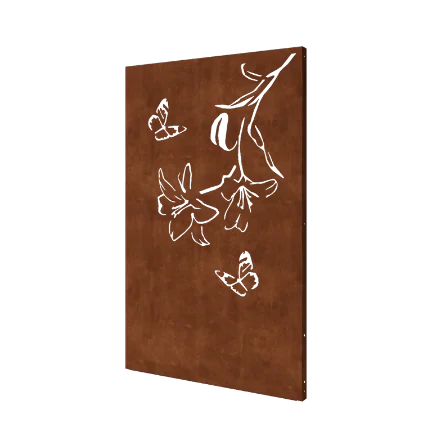 Panneau décoratif en acier Corten - Lys - 120 x 6 x 190 cm